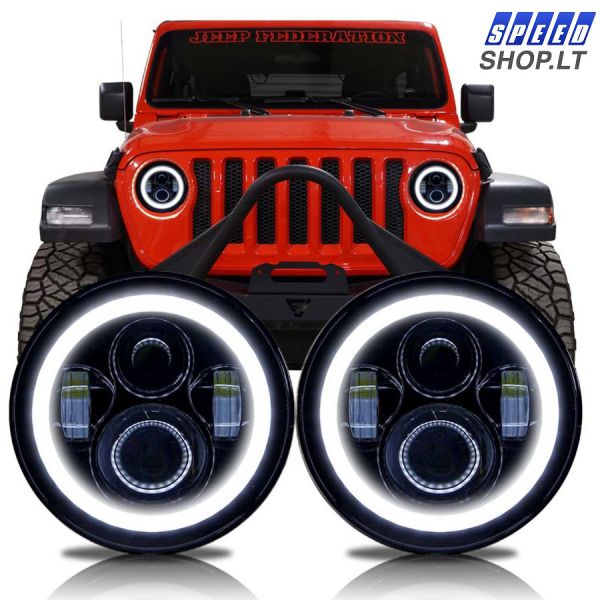 Jeep Wrangler priekiniai LED žibintai 2
